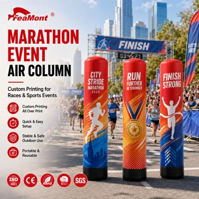 FEAMONT Airtight Inflatable Advertising Column for Marathon Race Start Line Event with High Visibility Printing Design