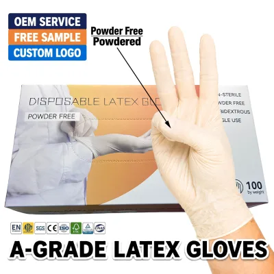 China Latex Gloves Examination Proper Powdered Single Use Protective Smooth Surface Non Sterile Extra Strong Comfort