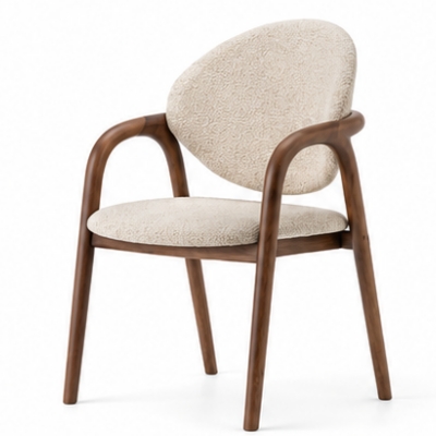 Modern Traditional Luxury Restaurant Dining Chair Boucle Upholstered Seat Curved Armrest Metal Frame Durable Hotel Living Room