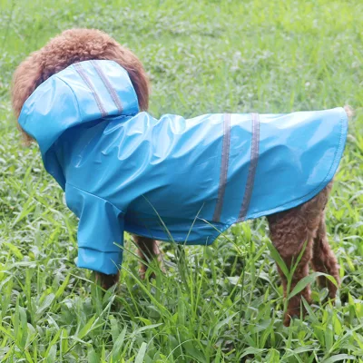 Blue Reflective Large Dog Raincoat Windproof and Waterproof Material Portable Summer Dog Reflective Clothes
