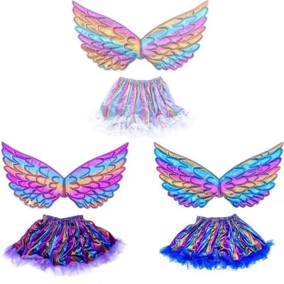 Factory Direct Sale Layered Ballet Tulle Colorful Tutu Skirt for Little Girls Dress up with Magic Wings