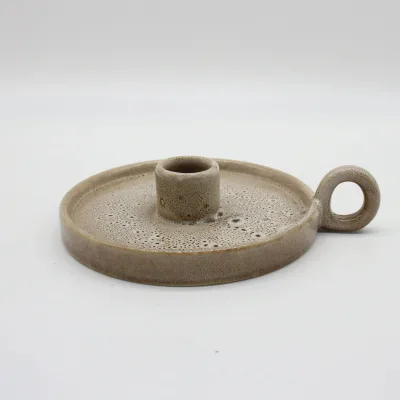 Ceramic Candlestick Holder, Taper Candle Holder with Handle, Nordic Style Candlelight Stand Desktop Ornament New