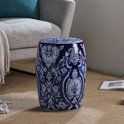 Antique Blue and White Round Foot Stool Ceramic Table and Bed Stool