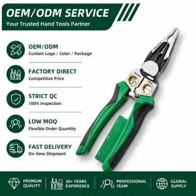 Industrial Grade Electrician Wire Stripping Cutting Pliers Tools 8in1 Testing Multifunctional Serrated CR-V Factory Direct OEM