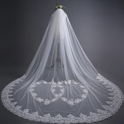Bridal Veil 3 Meters Long Wide Door Width Lace Wedding Veil with Insert Comb Wedding Accessories
