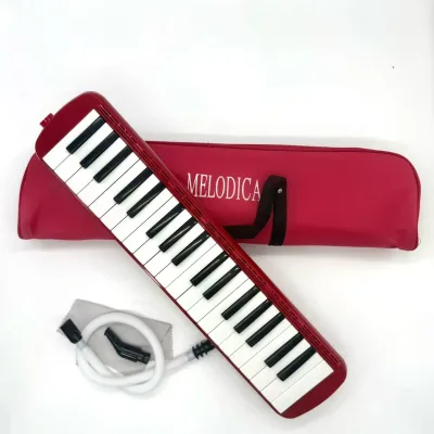 37 Keys Red Melodica Musical Instrument Portable Melodica with Carry Bag Mouthpiece Tube for Student Beginner Music Learning