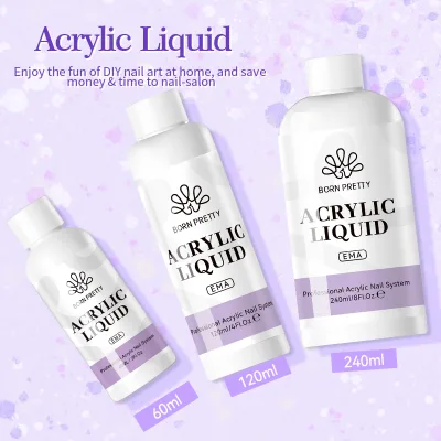 BORN PRETTY High Capacity Odorless Acrylic Nail Liquid Professional 60ml 120ml 240ml EMA Monomer for Acrylic Powder