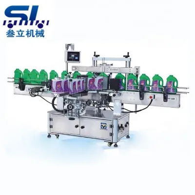Automatic Double Side Sticker Labeling Machine for Flat Square Detergent PET Bottles