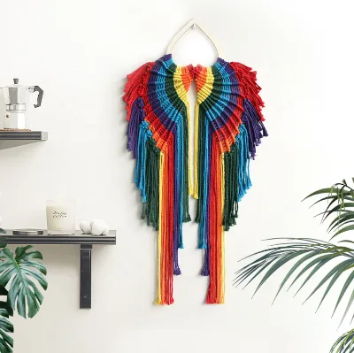 New Creative Colorful Angel Wings Home Decor Handmade Hanging Macrame Wall Hanging