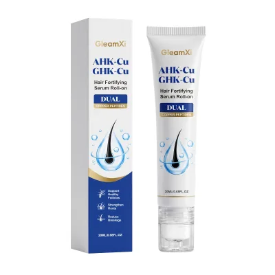 Hair Serum Private Label Strengthening Hair Rollerball Dual Copper Peptides Serum Refreshing AHK-cu GHK-cu Hair Serum