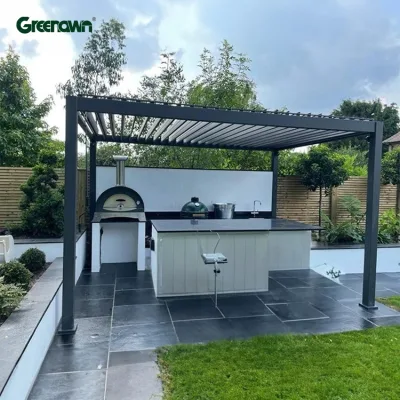 Modern Motorized Rotate Aluminum Opening Roof Louver Gazebo Outdoor Pergola Building