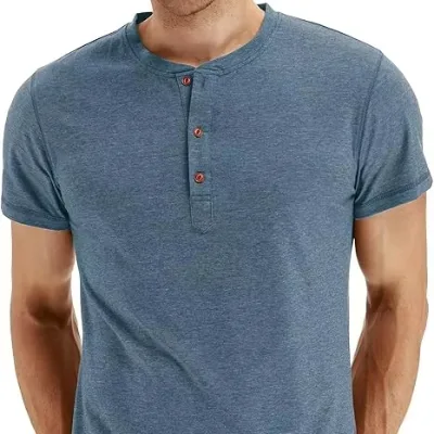 Factory Direct Sale Slim Fit Lightweight Button-down Closure 95% Cotton 5% Spandex Variety Colors Men's Short Sleeve T-shirts