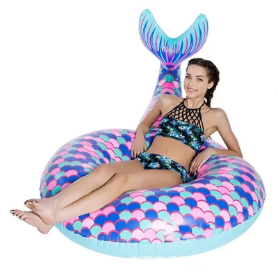 Factory PVC Mermaid Summer Swimming Pool Water Floating Inflatable Life Buoy Eco-Friendly for Kids and Children