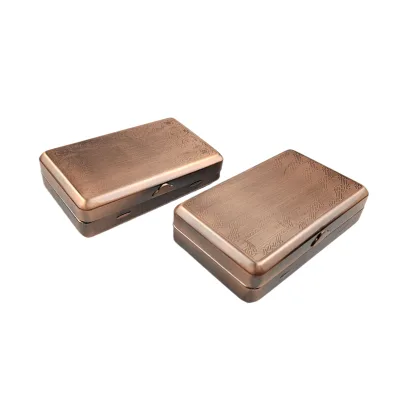 Flower Pattern Bronze Reusable Men's Metal Portable 20pcs Capacity Cigarette case