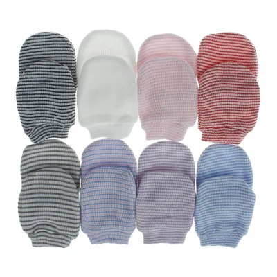 European American Fashionable Anti-Scratch Warm Knitted Gloves for Newborns Striped Baby Hand Guards From for Amazon