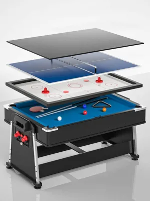 Home Use Multifunctional 4-in-1 American Black Pool Billiard Table Indoor Home Dining Flip Ball Table