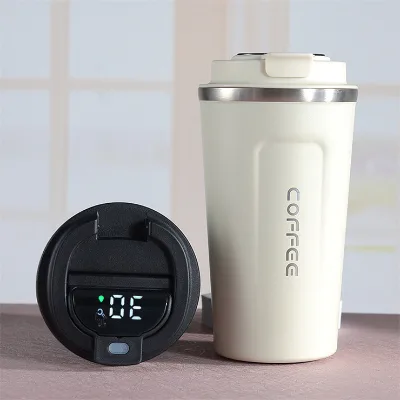 Hot Selling 16oz Double Wall Stainless Steel Private Label Smart Thermal Coffee Cup With LCD Temperature Display