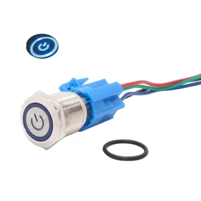 New 12V Combination Push Button Latching Switch IP67 Waterproof 5A Blue LED