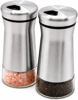 Stainless Steel Storage Jar With Bamboo Lid Glass Kitchen Accessories for Salt Pepper Herb Sugar Seasoning Shaker