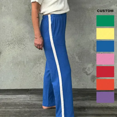 OEM Womens Color Block Wide Leg Baggy Trackpants Custom logo Streetwear Elastic Waist Jogger Loose Y2k Sweatpants