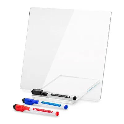 Freestanding Clear Acrylic Dry Erase Board with 3 Dry Erase Markers, Desktop Transparent Memo Writing Board