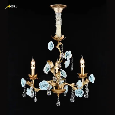 New Design High Living Room Copper Material Indoor Modern Flower Chandelier Light