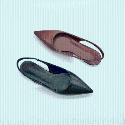 Summer Women Elegant Pointed Toe Slingback Flat Minimalist Back Strap Slip On Pumps Classic Solid Color Casual Shoes for Office