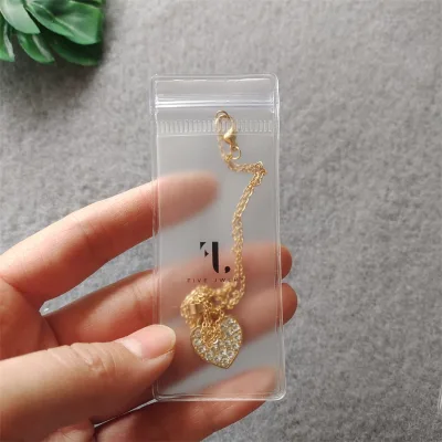 logo Frost and clear PVC Jewelry Pouch Wholesale Storage Plastic Self Sealing Jewelry Zip Lock Bag for Ring Earring Bracelet