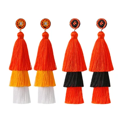 Fashion Dainty Ethnic Cute Colorful Boho Bohemian Summer Girls Ladies Handmade Woven Statement Tassel Fringe Earrings for Women