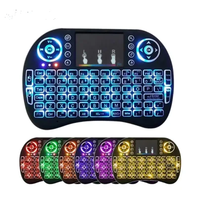 Factory Wholesale I8 Wireless Mini Keyboard 7 Color Backlit Keyboard 2.4G Touchpad Handheld Keyboard for PC Android TV Box