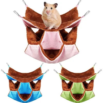 Pet Hammock Triple-layer Cat Pet Hanging Bed Comfortable Kitten Hammock Bed Pet Cages Hanging Hamster Rat Playing and Sleeping