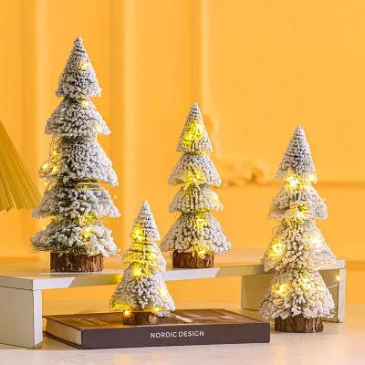 New Desktop Christmas Tree Ornaments Christmas Decorations Tower Shaped Plush Cedar Trees