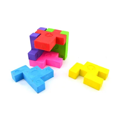 High Quality Children's DIY 3d Cartoon Shaped TPR Puzzle Cube Building Blocks Toy Rubber Eraser Set for Kids with Custom logo