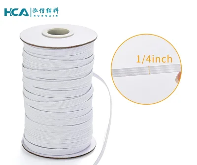1/4 Inch Stock Available Elastic Bias White Flat Rubber Band Tape for Sofa Sewing Underwear