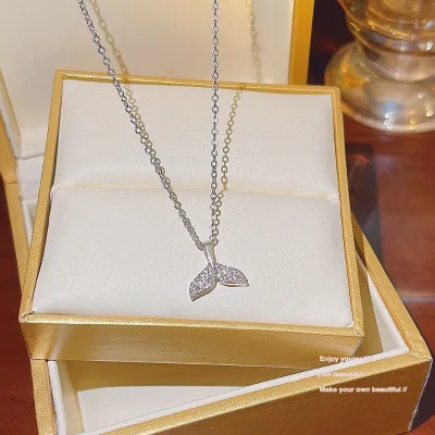 Fashion Mermaid Tail Pendant Necklace for Women Steel Clavicle Chain Trendy
