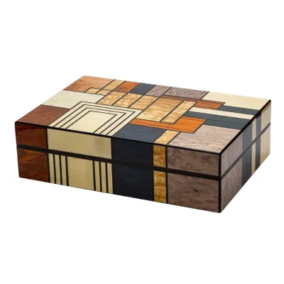 Lubinski Retro Multi-dimensional Pattern Colorful Custom Storage 40 Cigar Box Silicone