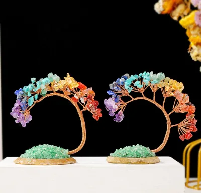 Natural Colorful Crystal Gravel Fengtail Tree Gemstone Tree for Home Decor Wholesale Gemstone Tree