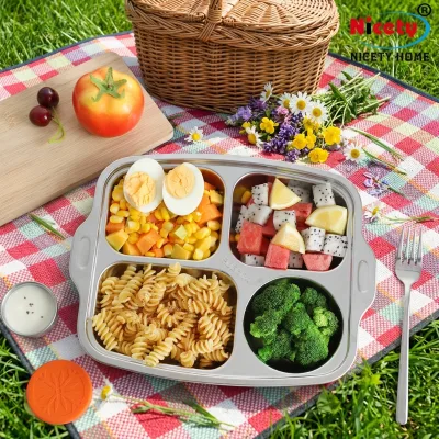 Stainless Steel Minimalist 3-Division Children's Dinner Plate