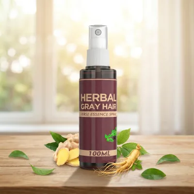 Factory Price Herbal Ginger Ganoderma Polygonum Multiflorum Ginseng Keratin Lightening Gray Hair Spray Darkening Conditioner