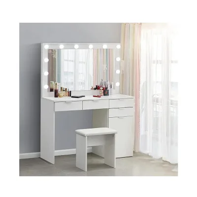 New Design Home Furniture Wooden Dressing Table Makeup Designs Mirror With Drawer Set Modern White Mesa Muebles