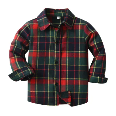 New Christmas Plaid Shirt Children Autumn Winter Long Sleeve Blouse