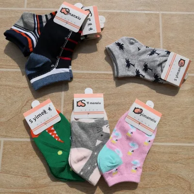 Kids' Socks Girls' Boys' Summer Breathable Knitted Casual 100% Cotton Ankle Socks Low-Rise No-Show Boat Design Factory Wholesale
