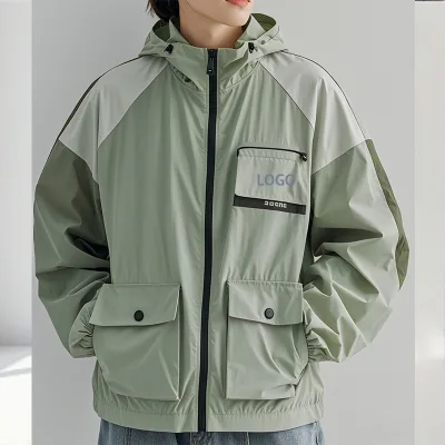 Alibaba Superior, Mens Protective Hooded Jacket for Cycling, B2B Logo Customization Reflective Strip Design