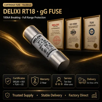 DELIXI RT18 Fuse Switch 1P 2P 3P 4P 63A 400V Rotary Fuse Holder Disconnector DIN Rail CE CCC Certified Low Voltage