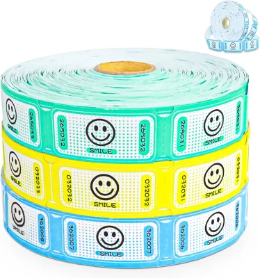 Raffle Tickets Single Roll Assorted Colors Smile Tickets Roll Ticket for Events Coupon