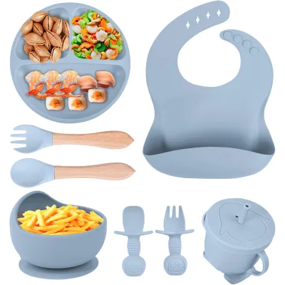 Top Seller Baby Supplies Silicone Baby Feeding Set Newborn Set Gift Baby Plate Set