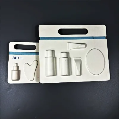 Beauty Skincares Inner Packaging Biodegradable Bagasse Molded Paper Pulp Clamshell for Tube Jars Packaging
