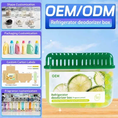 OEM Private Label Lime Scent Refrigerator Deodorizer Box Odor Absorbing Fridge Freshener Fresh Smell Box for Cleaning Products