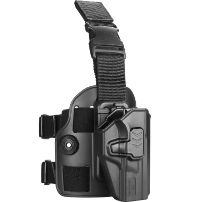 Gun&Flower Level II Index Finger Release Retention Polymer Drop Leg Holster, Tactical Thigh Holster, Toolless Adjustment