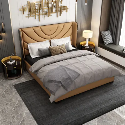 Bed Set Furniture Bedroom Storage Leather Bedding king Size Double Bed Design French Upholstered Bed
